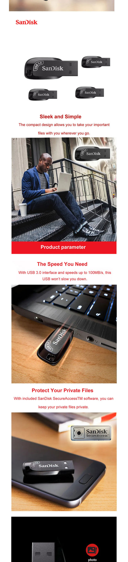 Sandisk USB 3.2 Pendrive 512GB 256GB 128GB 64GB 32GB USB Flash Drive Pen Drive USB Flash Stick Disk on Key Memory for Computer